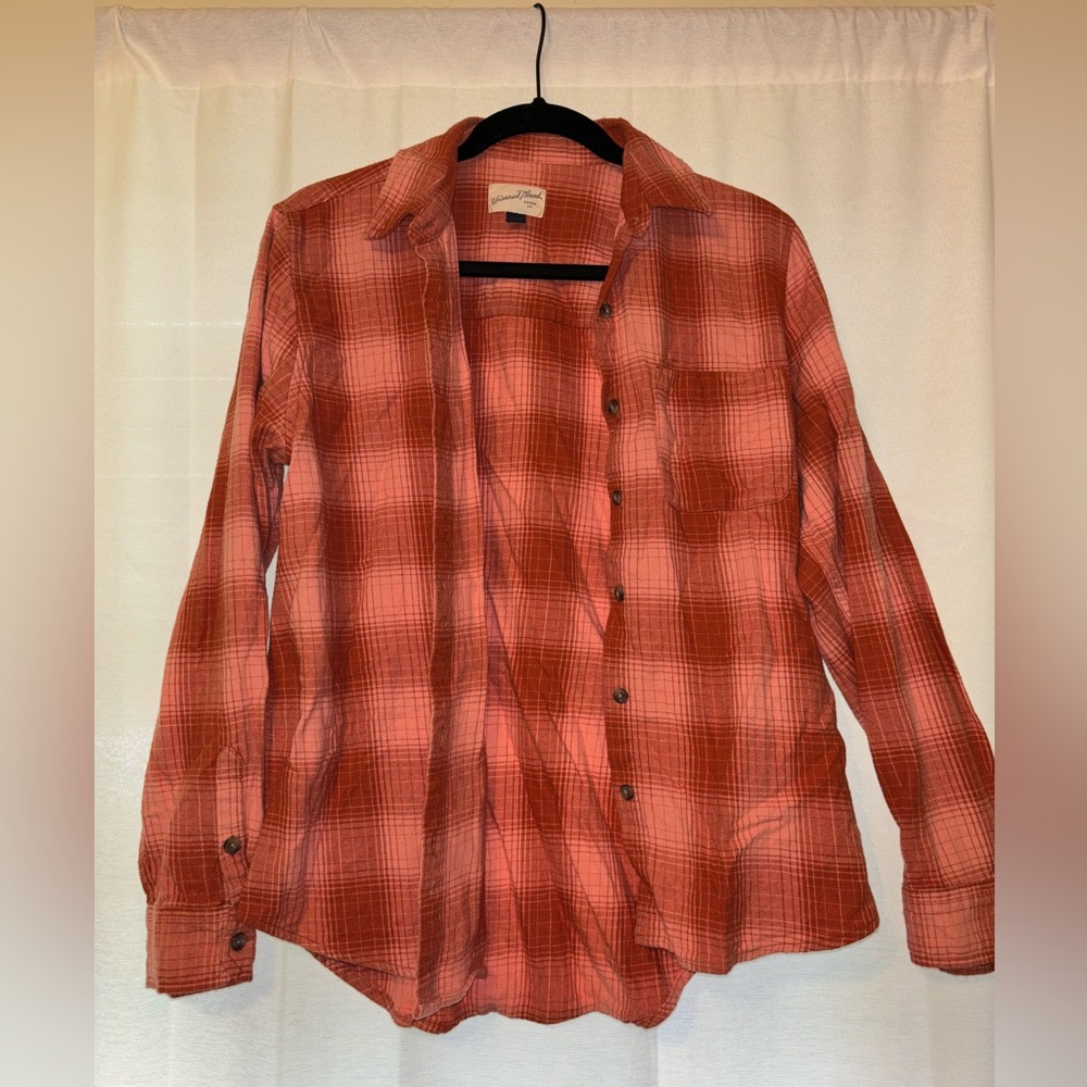 Orange and pink flannel. Only worn once